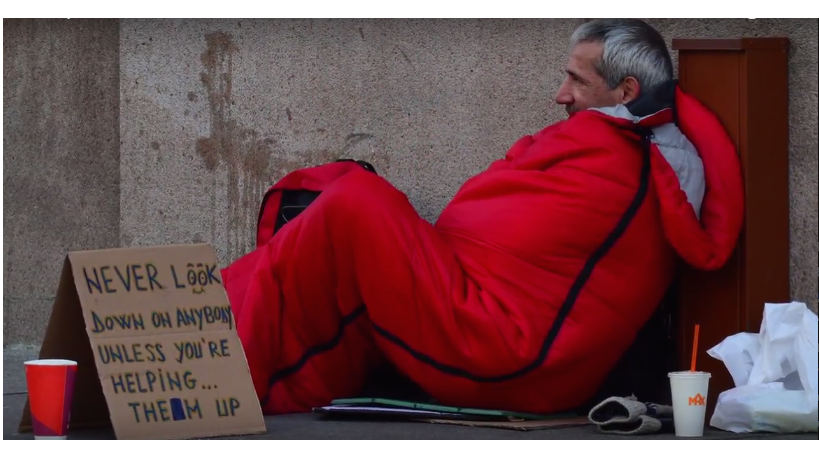 An image still from University of Calgary social work professor Victoria Burns's pitch for Beyond Housing. Over half of emergency shelter users in Calgary are over 50.