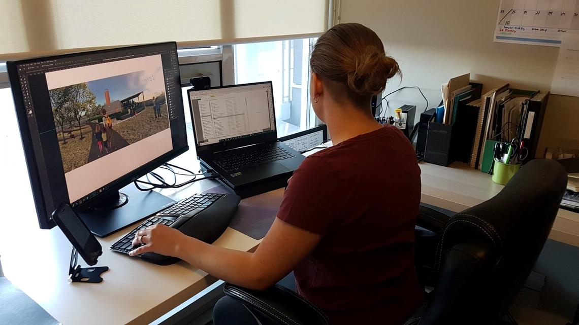 Megan’s set up for her master’s degree schoolwork in her new Calgary home.