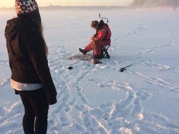 Emily Tetrault standing on frozen water