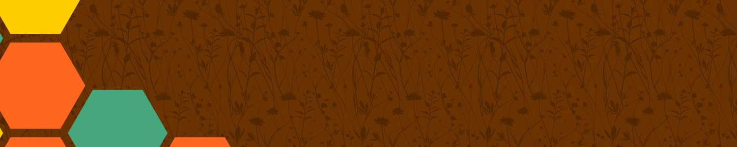 Hexagon banner on brown background