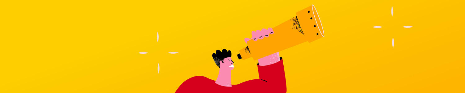An illustration of a person with a spyglass.