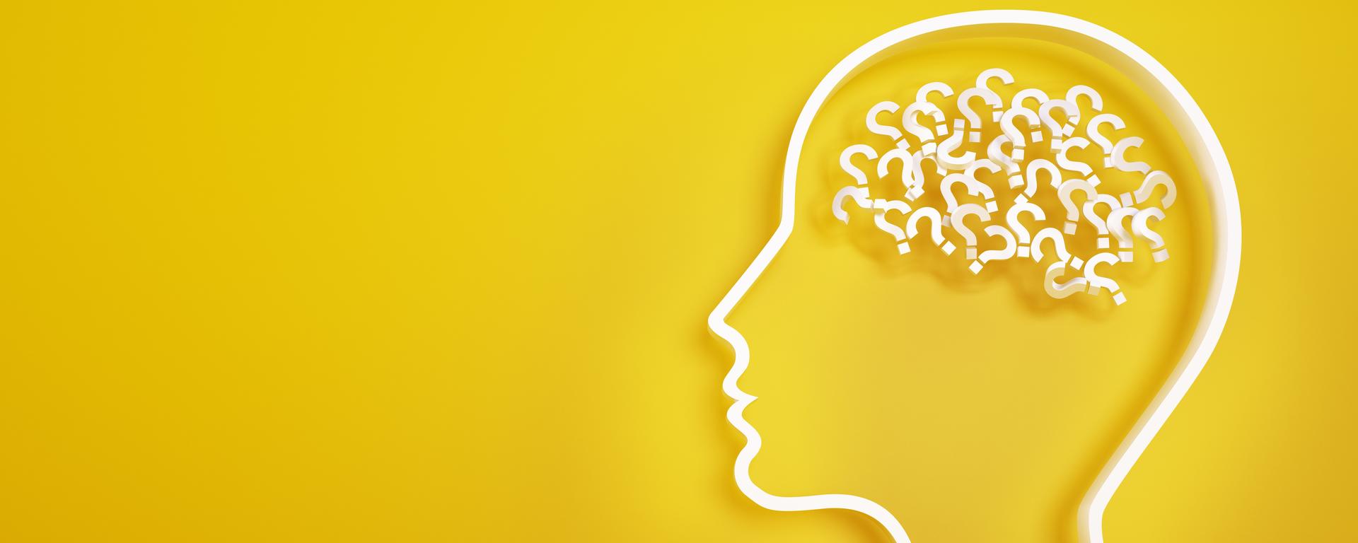 Abstract head with many questions