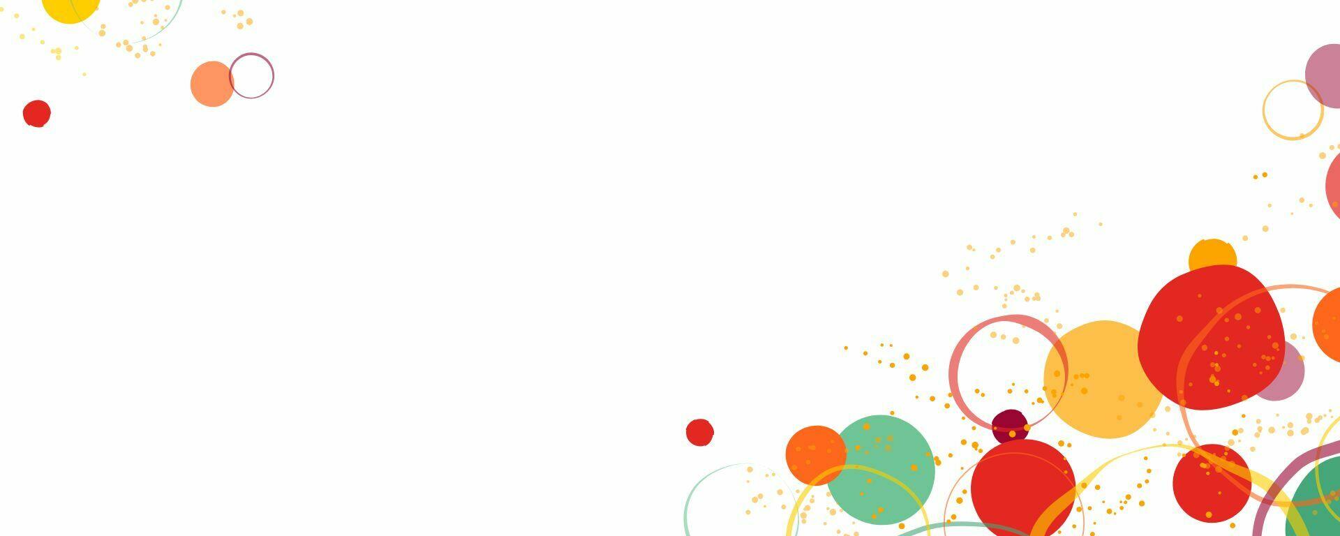 Coloured circles and rings dot the screen