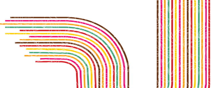 Coloured lines with an overlayed image online of books. The lines point to the title "Community Report "