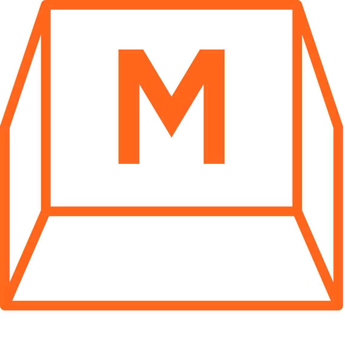 M illustration of a keyboard letter.