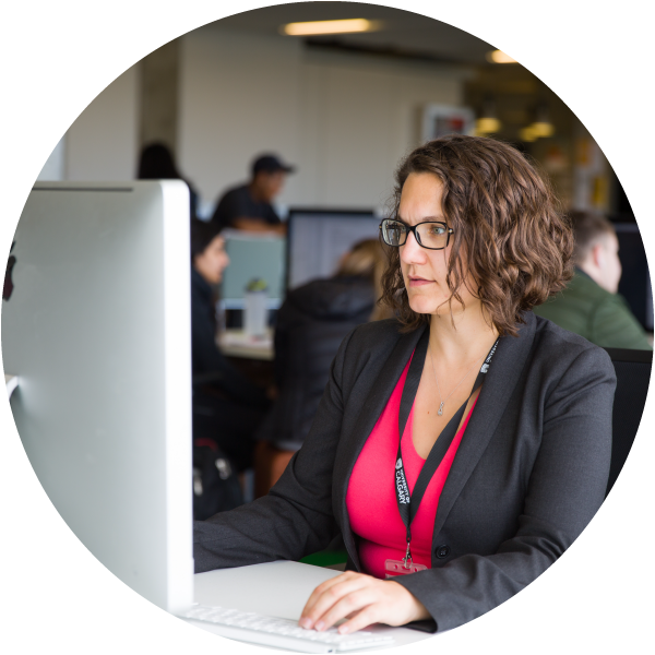 Woman sitting at a computer