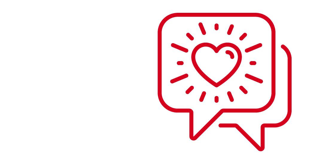 Speech bubble icon with heart.