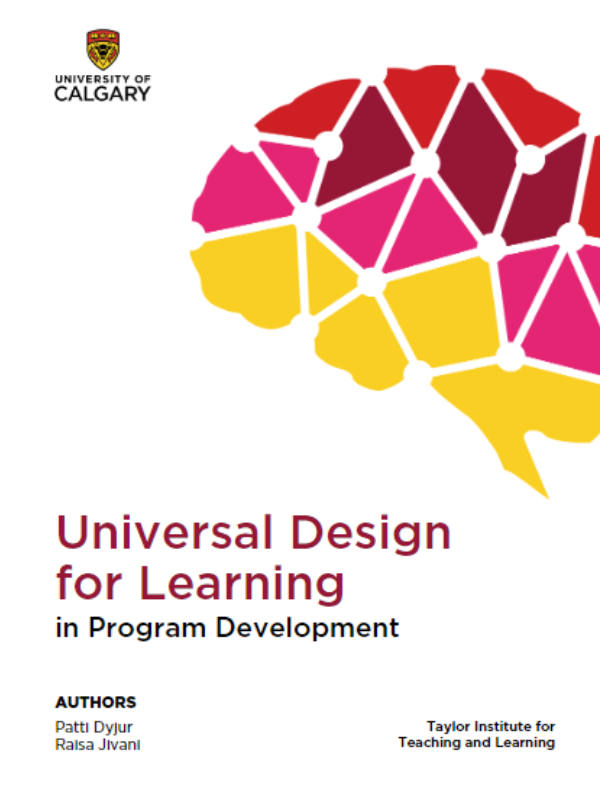 cover of UDL guide with multi colour brain on white background