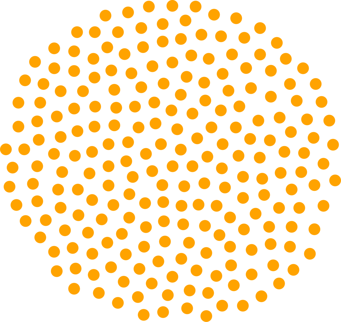 A bunch of dots inside a circle.