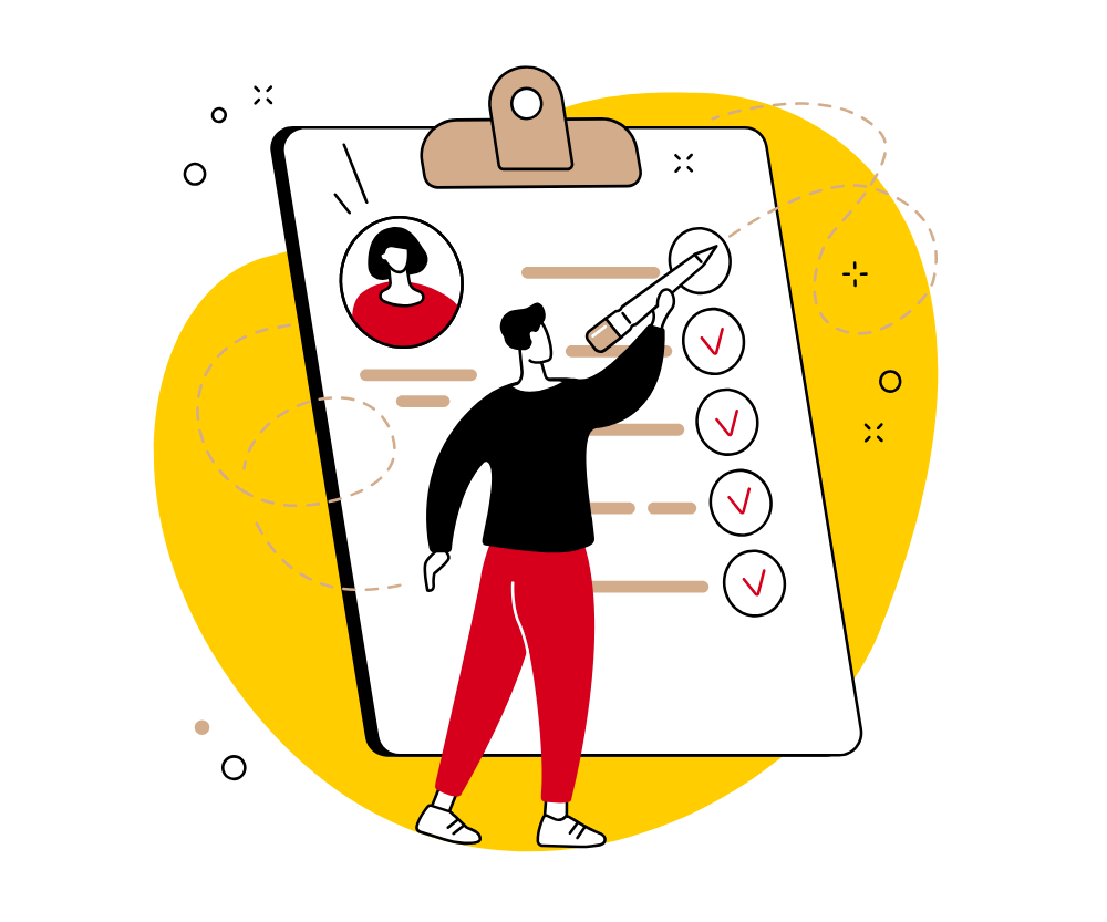 Person crosses items off of a checklist