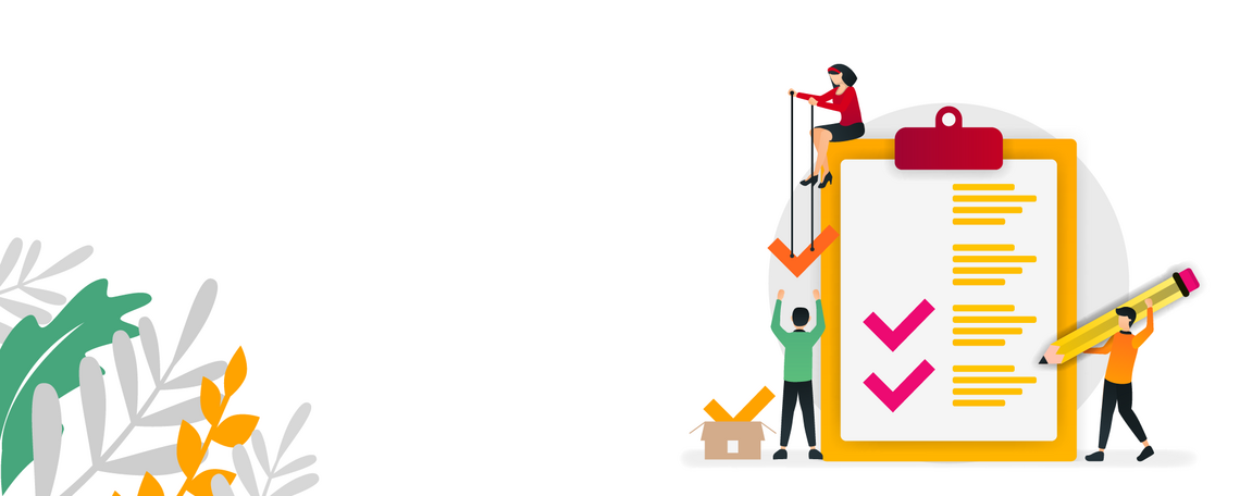Graphic of people with a giant assessment checklist